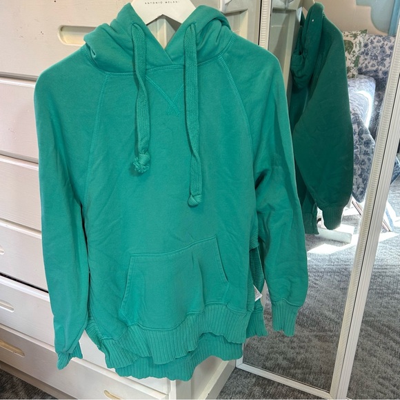 American Eagle Outfitters Teal Sea Green Oversized Slit Soft Hoodie Sweatshirt✨ - Picture 2 of 5